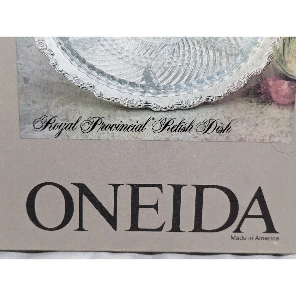 Silverplate Oneida Royal Provincial Relish Dish With Glass Liner 12 1/2